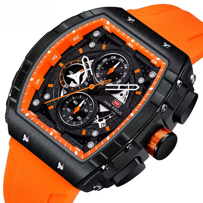 Montre Chronographe Sportive pour Hommes MINI FOCUS - Design Avant-Gardiste avec Bracelet en Silicone Orange - Mali