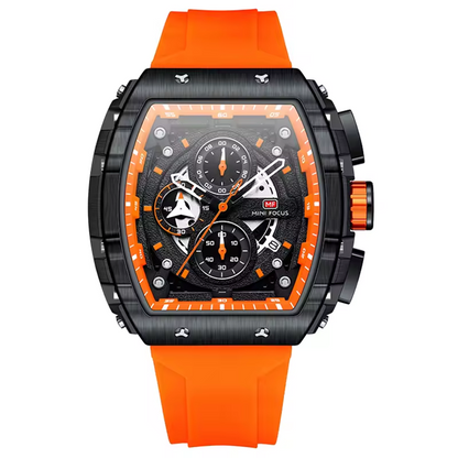 Montre Chronographe Sportive pour Hommes MINI FOCUS - Design Avant-Gardiste avec Bracelet en Silicone Orange - Mali