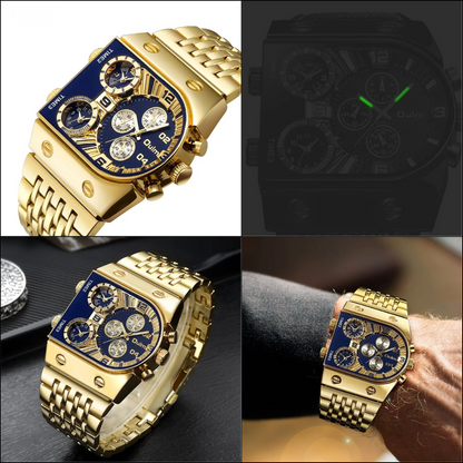 Montre Oulm HT9315 pour Hommes - Montre en Acier Inoxydable Plaqué Or, Quartz, Grande Taille