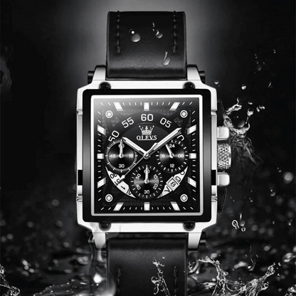Montre de Luxe OLEVS 9919 Homme Cuir Noir – Élégance et Performance en Quartz
