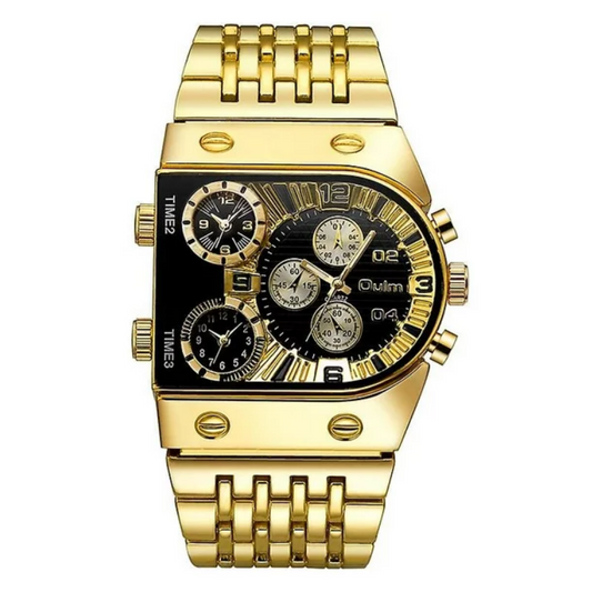 Montre Oulm HT9315 pour Hommes - Montre en Acier Inoxydable Plaqué Or, Quartz, Grande Taille