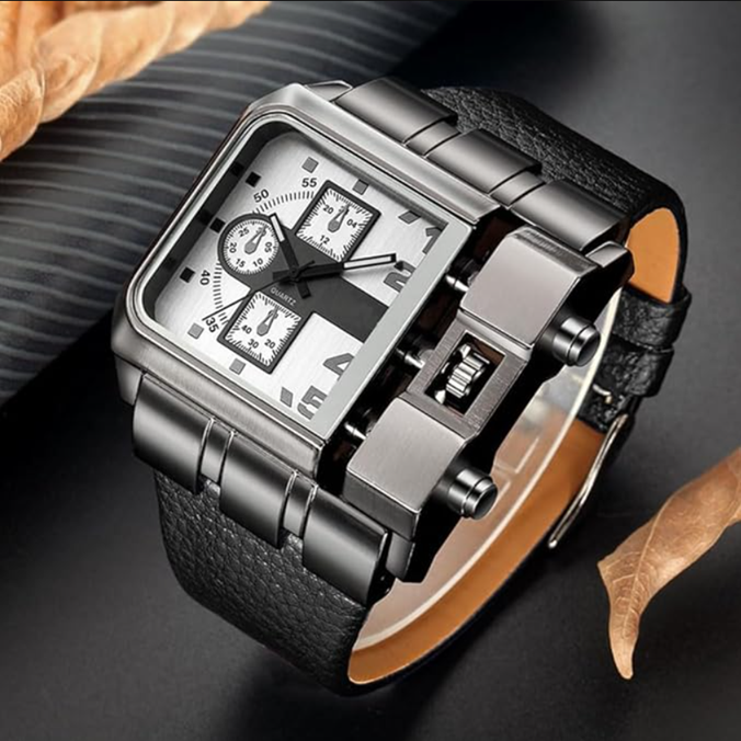 Montre OULM HP3364 – Noir-Blanc - Design Unique et Précision Quartz