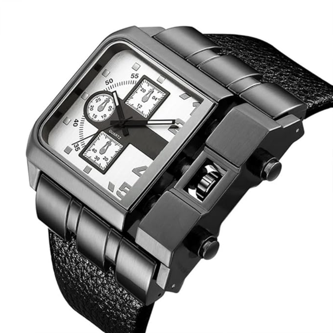 Montre OULM HP3364 – Noir-Blanc - Design Unique et Précision Quartz