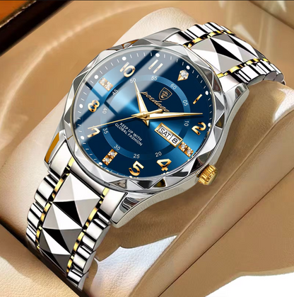 Montre de Luxe pour Hommes Poedagar - Analogique Quartz avec Bracelet en Acier Inoxydable, Étanche et Lumineuse