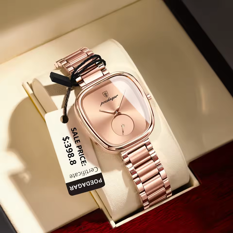 POEDAGAR 783W – Montre Chronographe Femme Luxe en Acier Inoxydable