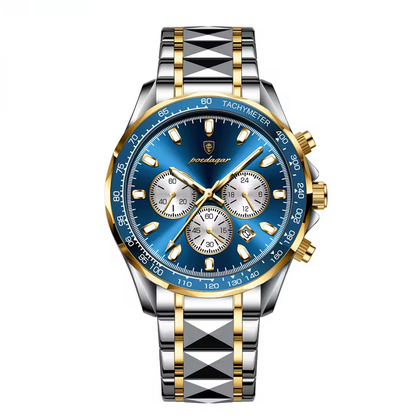 Montre Homme Chronographe POEDAGAR – Luxe, Quartz, Étanche & Bracelet Acier
