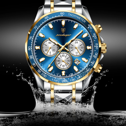Montre Homme Chronographe POEDAGAR – Luxe, Quartz, Étanche & Bracelet Acier