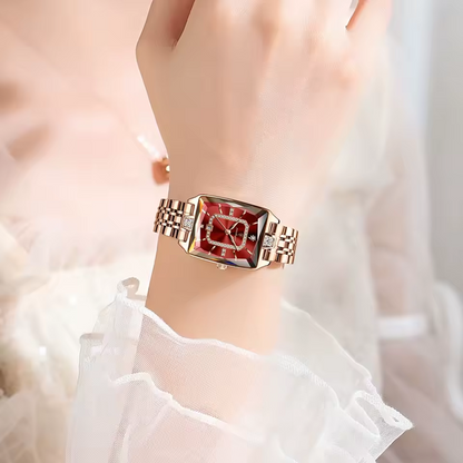 POEDAGAR 785 – Montre Femme Luxe Acier Or Rose avec Cadran Cristal & Diamants