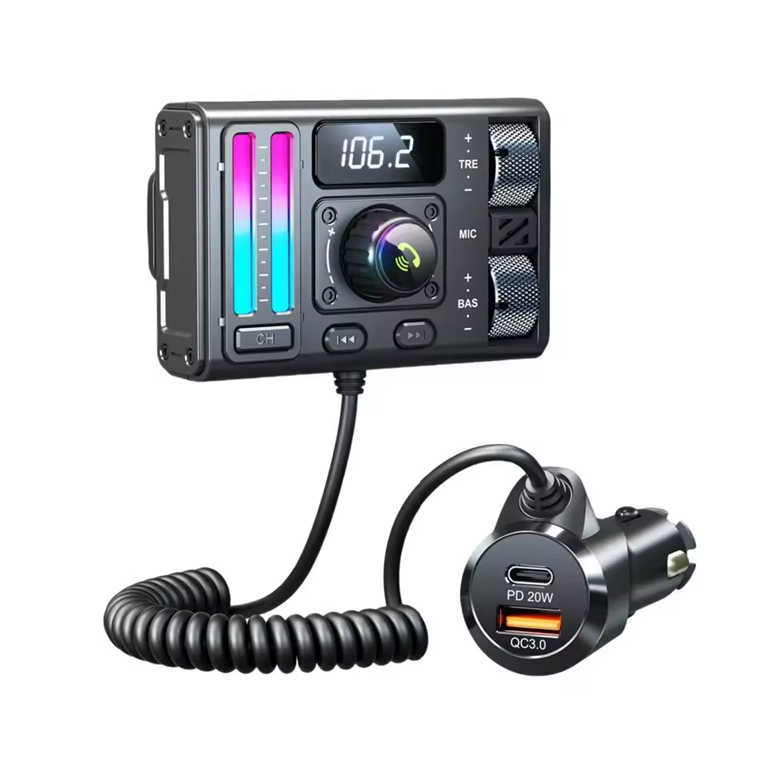 Transmetteur FM Bluetooth 5.3 Pour Voitures – Lecteur Musique & Chargeur Rapide Double USB