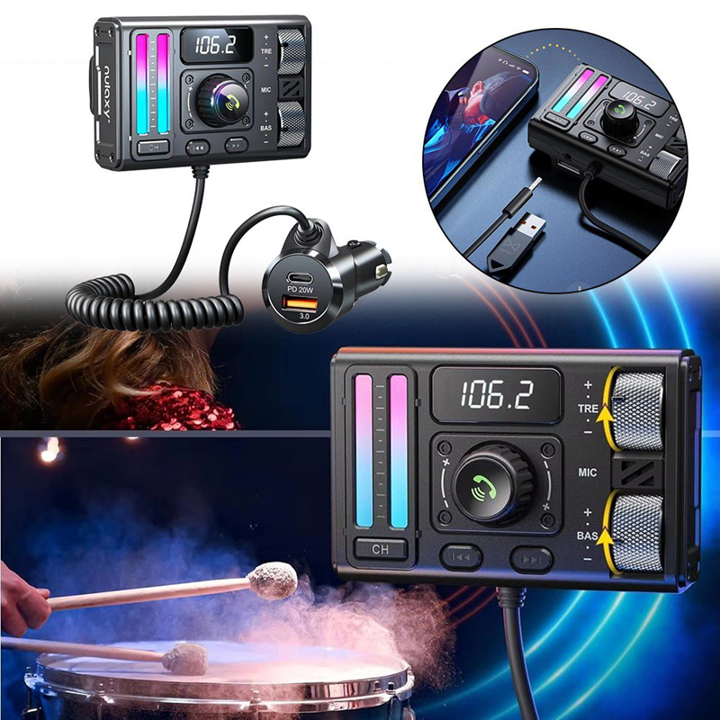 Transmetteur FM Bluetooth 5.3 Pour Voitures – Lecteur Musique & Chargeur Rapide Double USB