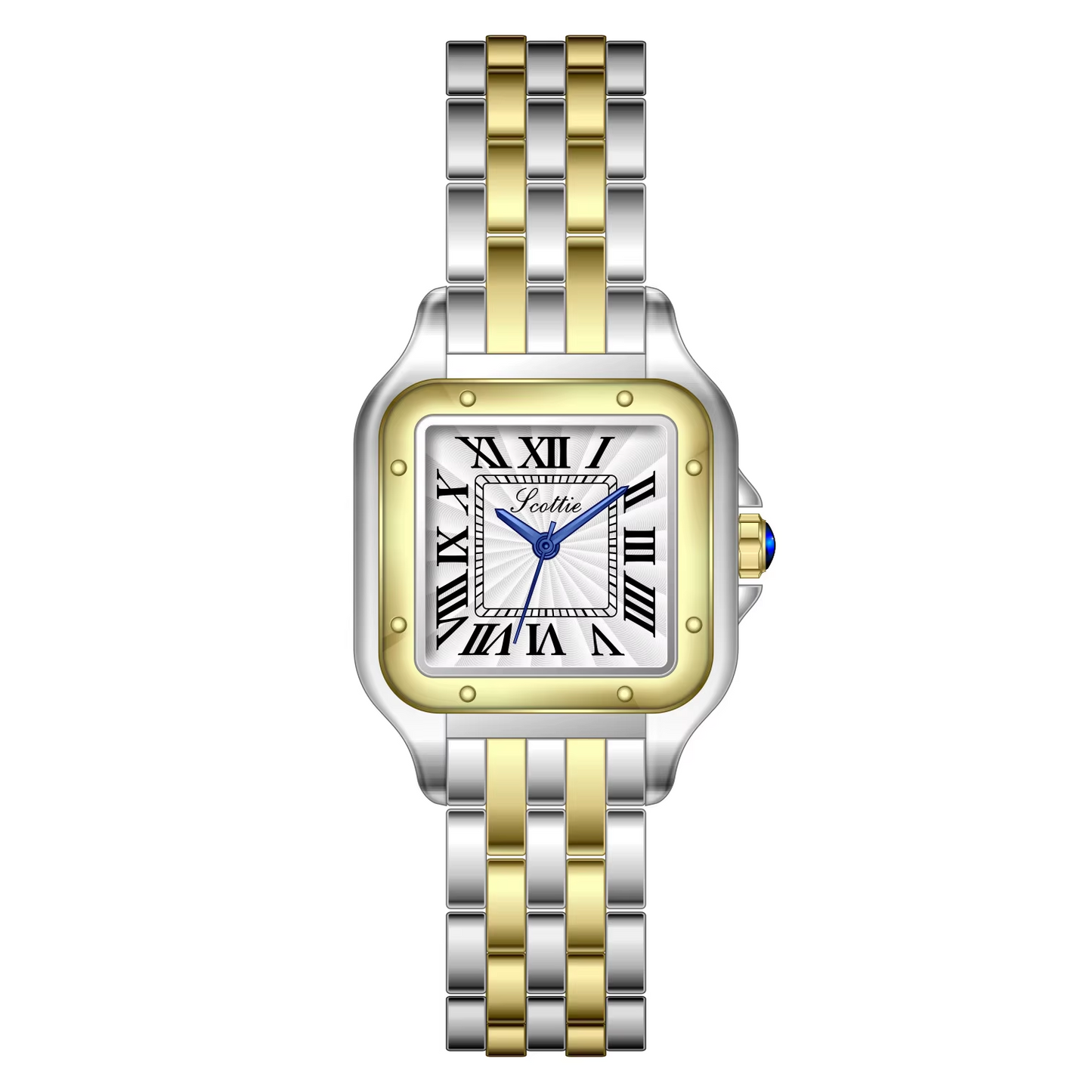 Ensemble de Luxe Scottie : Montre Femme et 2 Bracelets en Acier Inoxydable Plaqué Or 18K