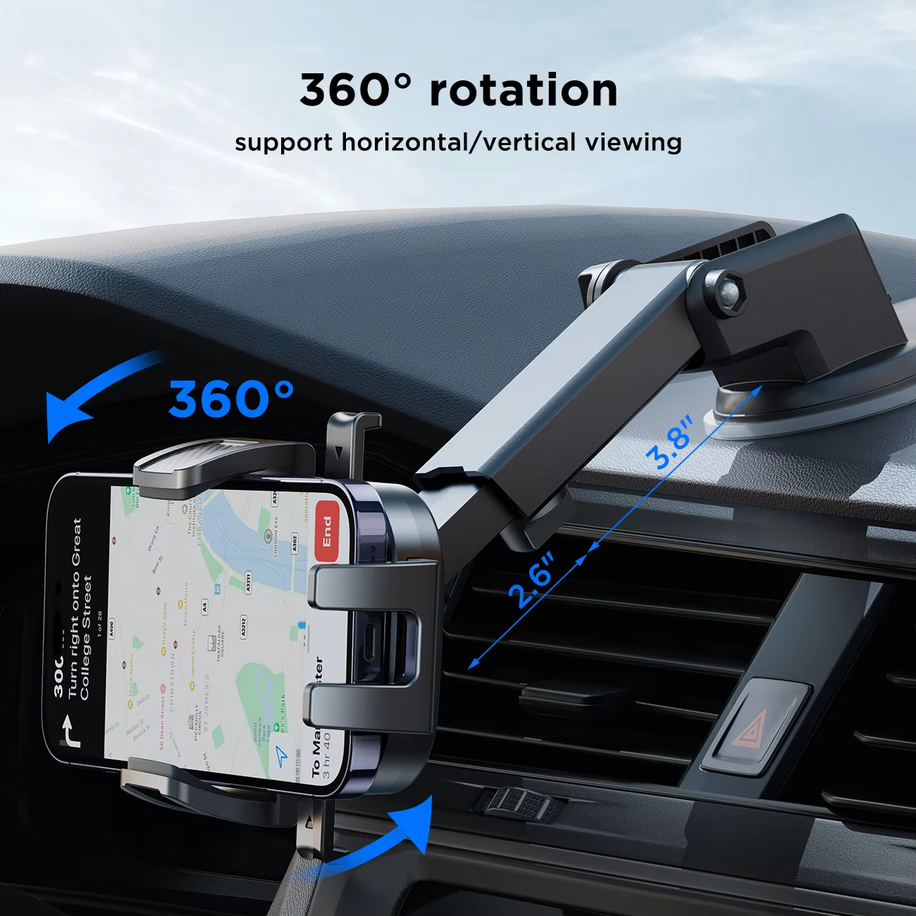 Support de Téléphone pour Voiture – Fixation Stable, Flexible et Utilisation à une Main