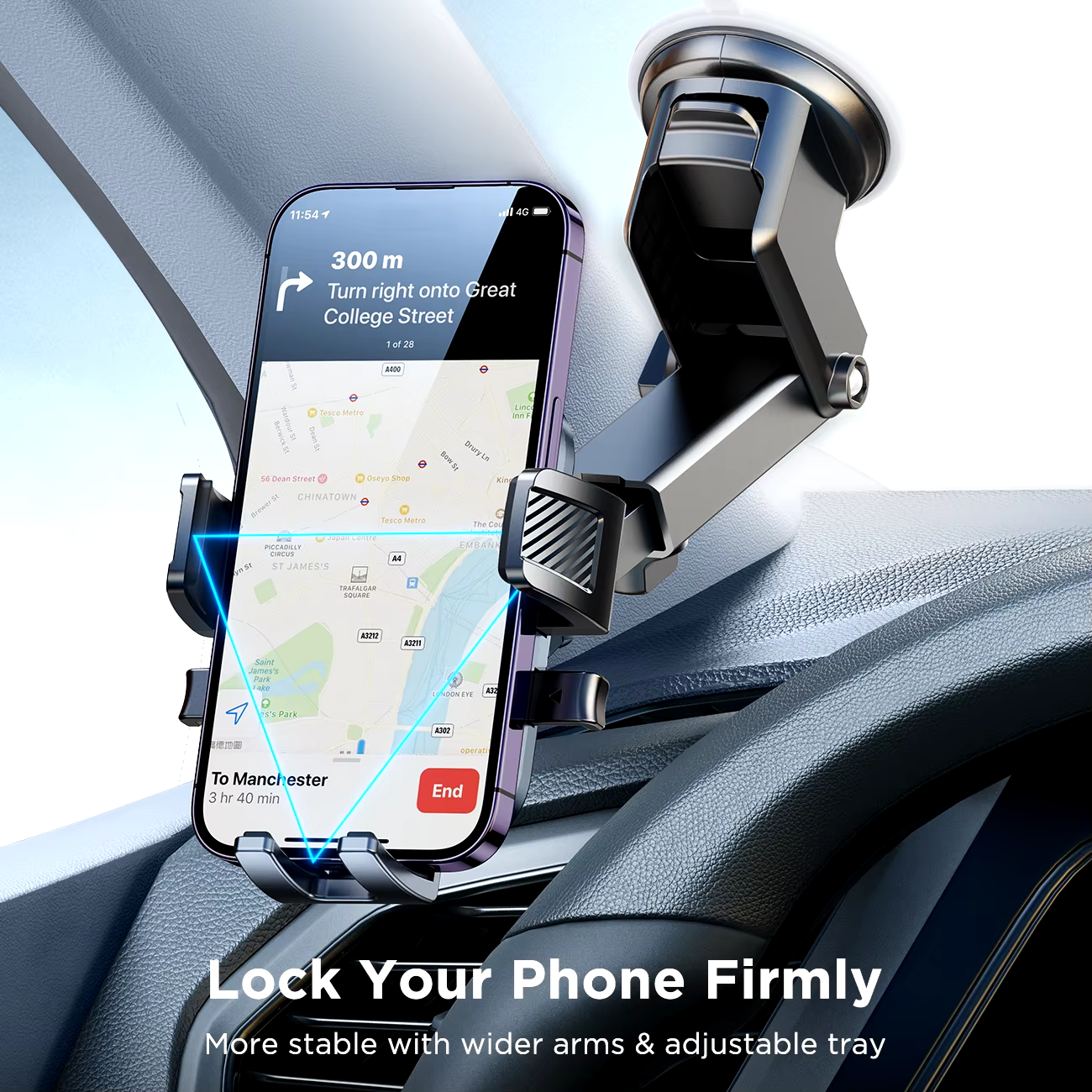 Support de Téléphone pour Voiture – Fixation Stable, Flexible et Utilisation à une Main