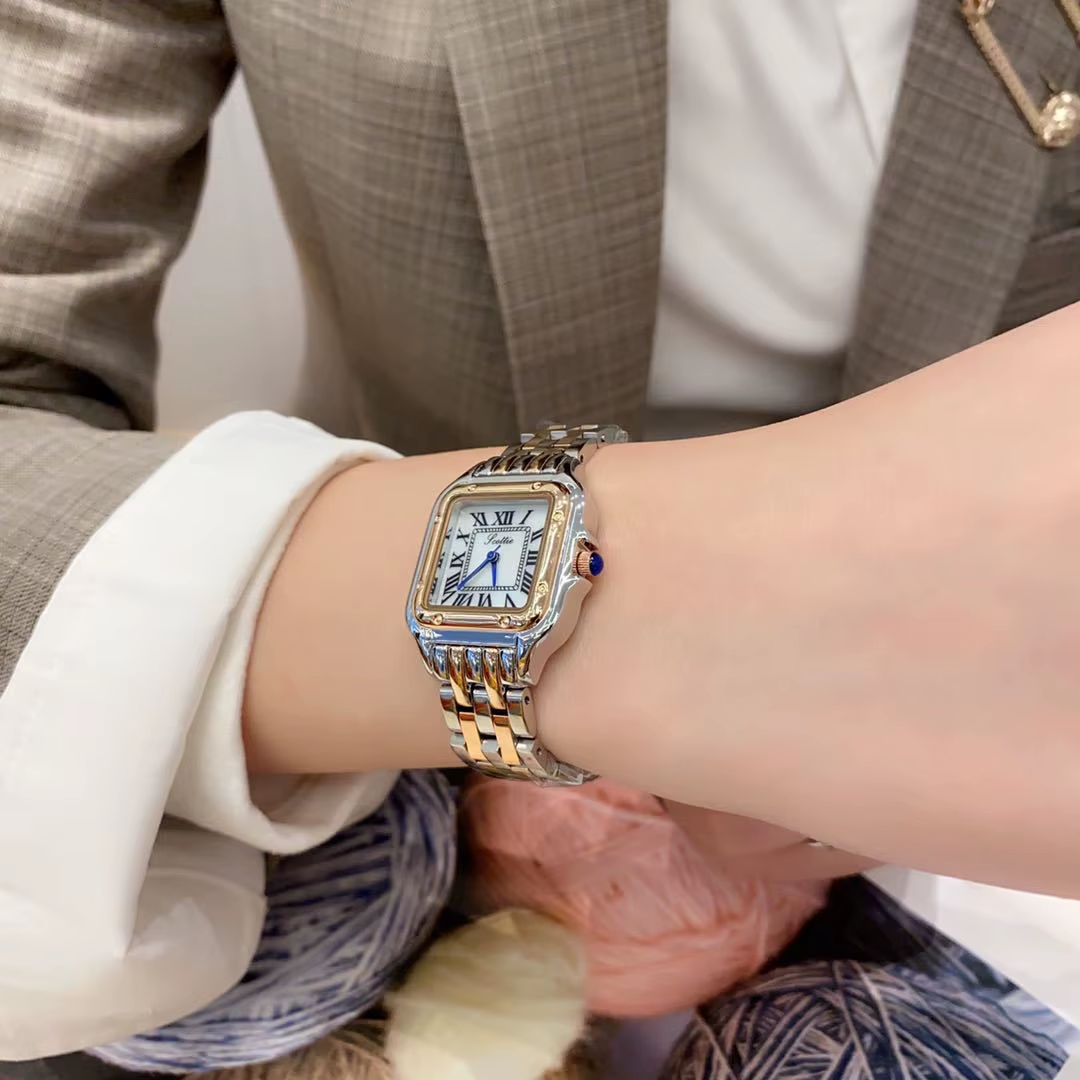 Ensemble de Luxe Scottie : Montre Femme et 2 Bracelets en Acier Inoxydable Plaqué Or 18K