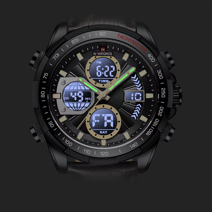 Montre Style Militaire Sport Naviforce pour Homme – Bracelet Marron en Cuir