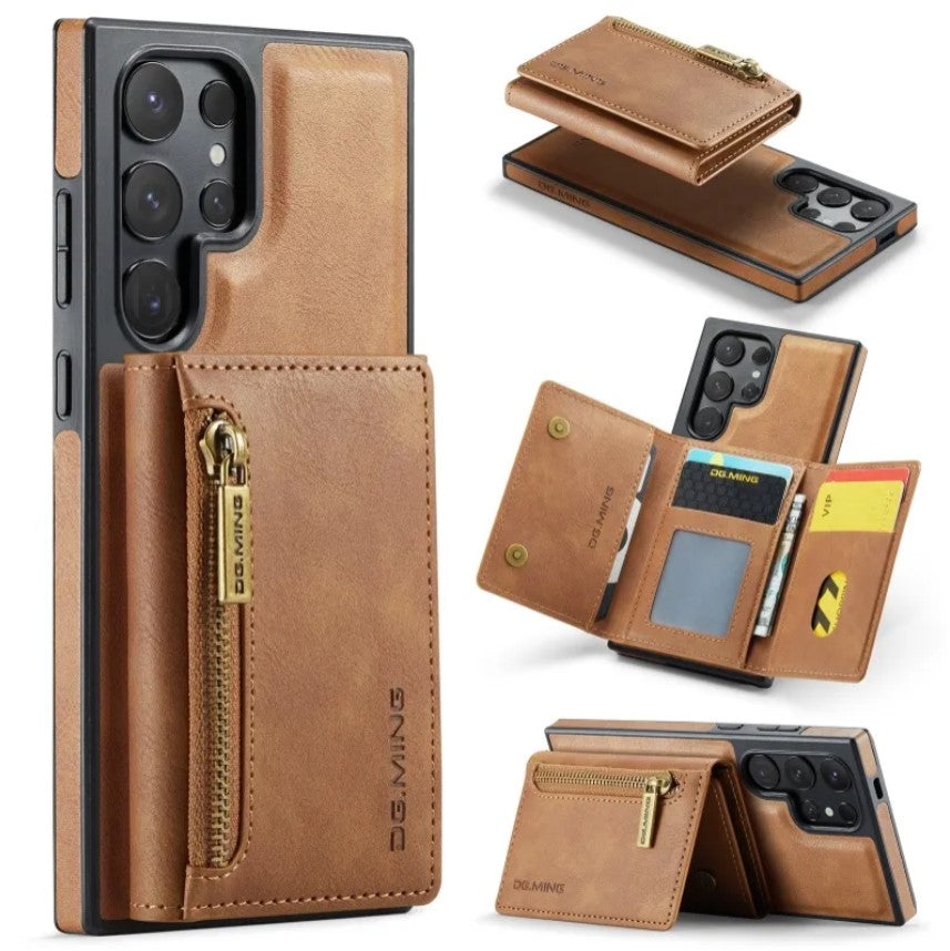 Étui Portefeuille Détachable en Cuir Rétro pour Samsung Galaxy S24/23/22/21 Ultra avec Fonction Magnétique