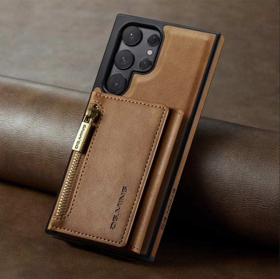 Étui Portefeuille Détachable en Cuir Rétro pour Samsung Galaxy S24/23/22/21 Ultra avec Fonction Magnétique