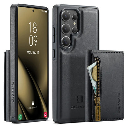 Étui Portefeuille Détachable Noir en Cuir Rétro pour Samsung Galaxy S26/25/24/23/22/21 Ultra avec Fonction Magnétique