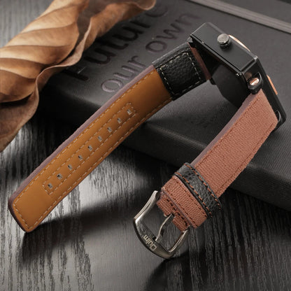 Oulm 3595 – Montre Homme Militaire Carrée à 3 Fuseaux Horaires avec Bracelet en Toile