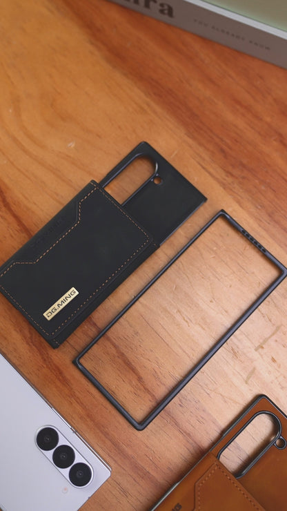 Étui Portefeuille Détachable en Cuir Marron Magnétique pour Samsung Galaxy Z Fold 4 à 7