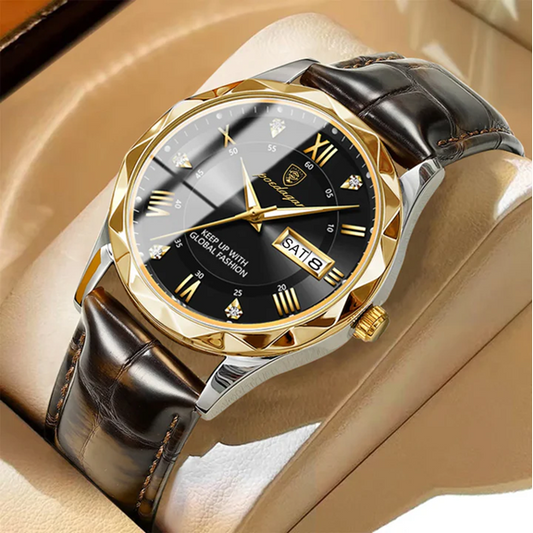 Montre Habillée Homme POEDAGAR – Cuir Marron, Business Classique