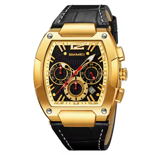 Montre Homme SKMEI – Chronographe Étanche, Date & Bracelet Cuir Véritable