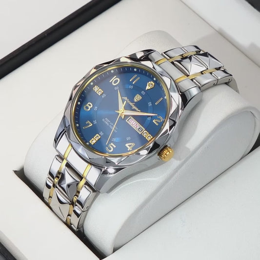 Montre de Luxe pour Hommes Poedagar - Analogique Quartz avec Bracelet en Acier Inoxydable, Étanche et Lumineuse