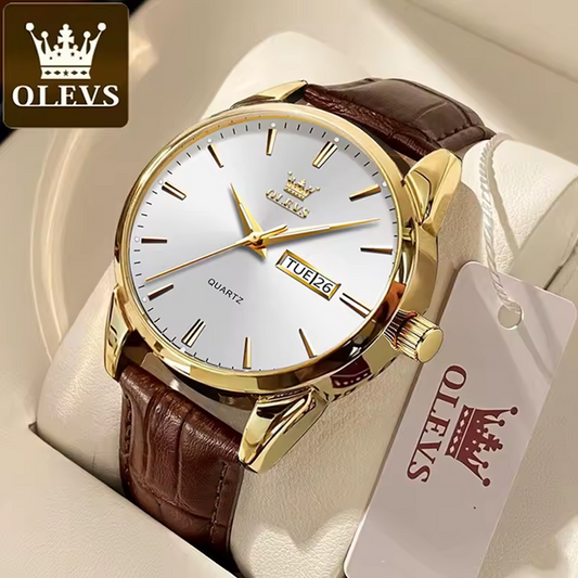 Montre Habillée Homme Olevs 6898 – Cuir Marron